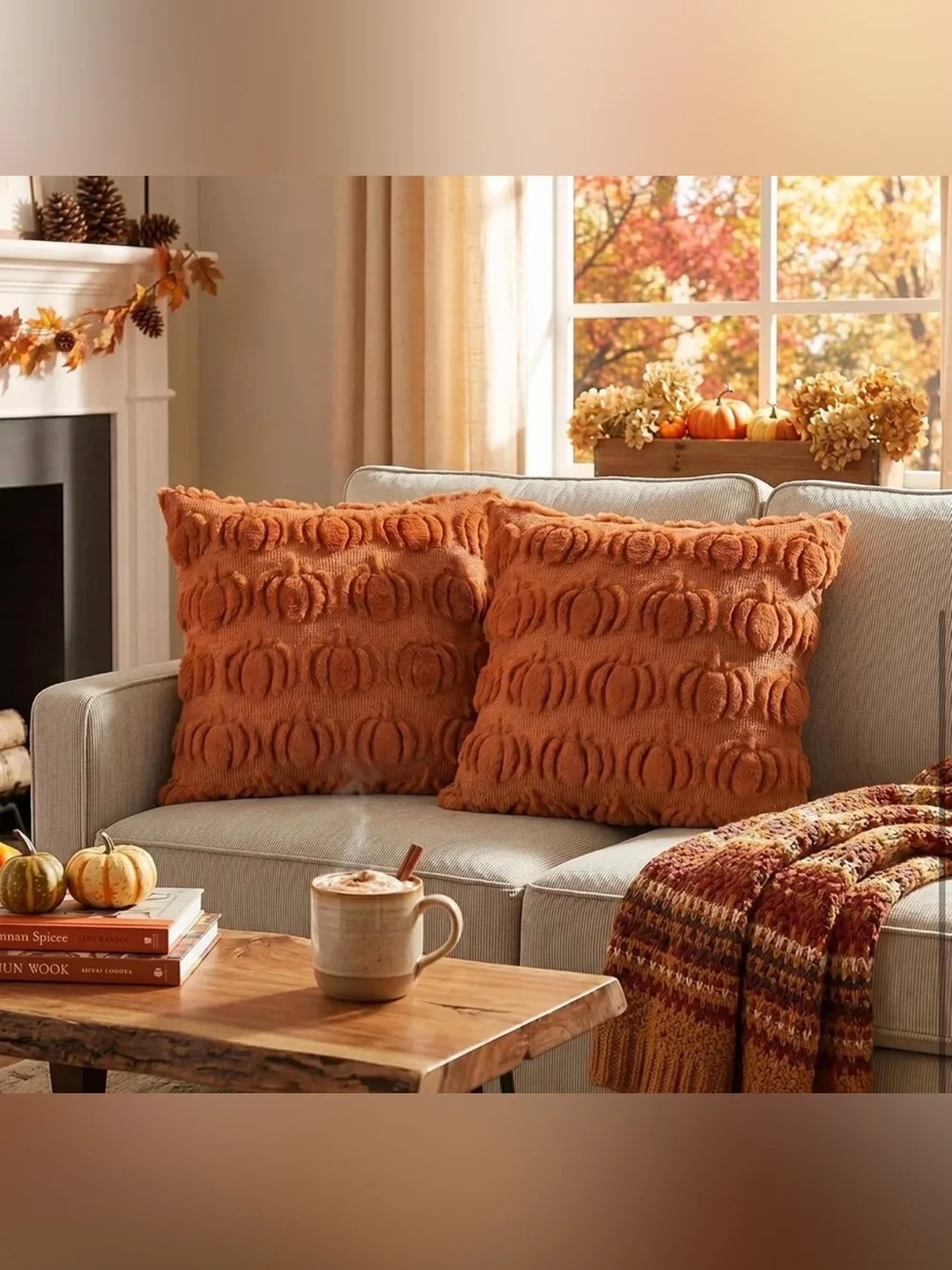 🎃 NEW Pumpkin Fall Throw Pillow Covers Set of 2 – 18x18 Orange Autumn